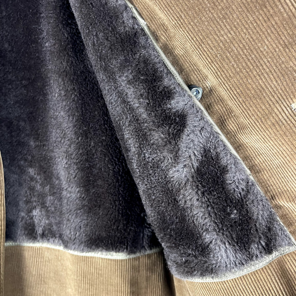 VTG London Fog Long Corduroy Coat Mens 40R Brown Faux Fur Lined Chore Classic - Picture 5 of 16